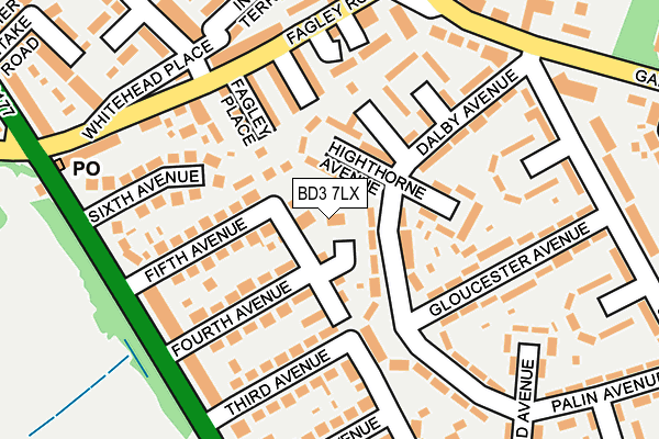 BD3 7LX map - OS OpenMap – Local (Ordnance Survey)