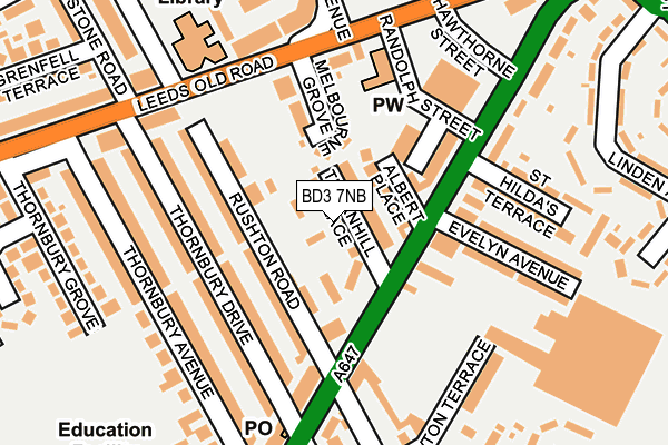 BD3 7NB map - OS OpenMap – Local (Ordnance Survey)