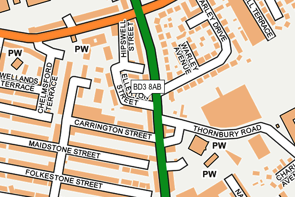 BD3 8AB map - OS OpenMap – Local (Ordnance Survey)