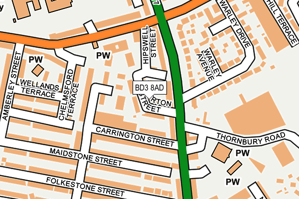 BD3 8AD map - OS OpenMap – Local (Ordnance Survey)