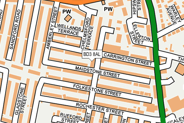 BD3 8AL map - OS OpenMap – Local (Ordnance Survey)