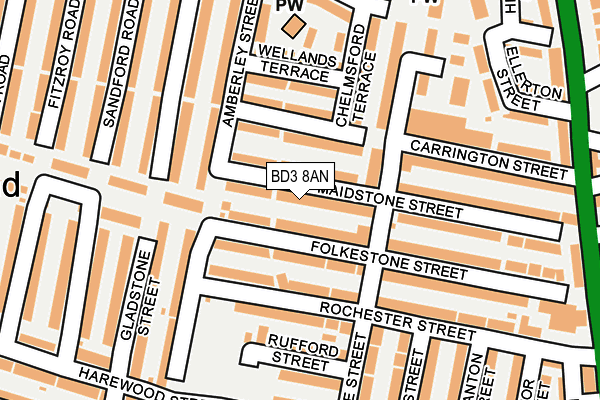 BD3 8AN map - OS OpenMap – Local (Ordnance Survey)