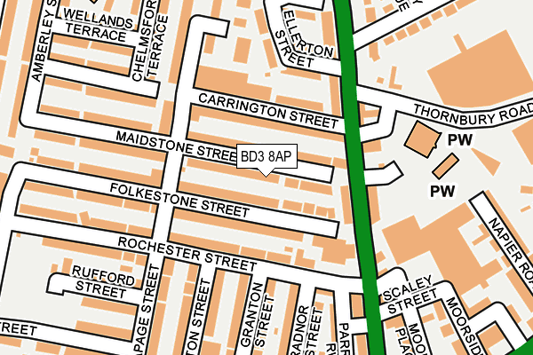 BD3 8AP map - OS OpenMap – Local (Ordnance Survey)