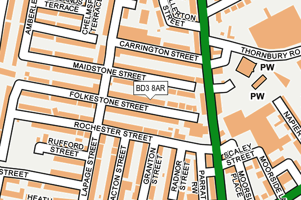 BD3 8AR map - OS OpenMap – Local (Ordnance Survey)