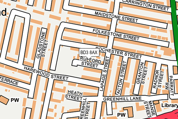 BD3 8AX map - OS OpenMap – Local (Ordnance Survey)