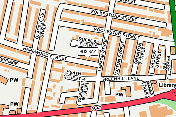 BD3 8AZ map - OS OpenMap – Local (Ordnance Survey)