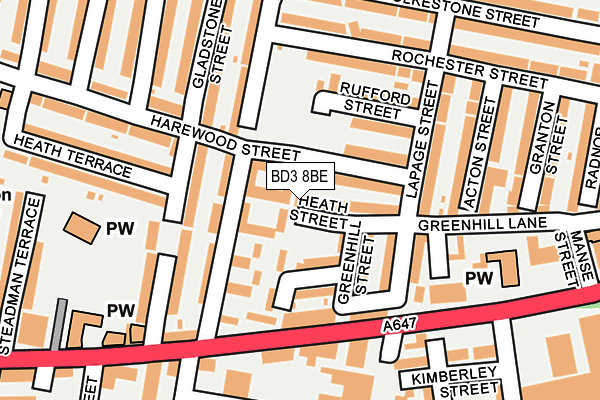 BD3 8BE map - OS OpenMap – Local (Ordnance Survey)