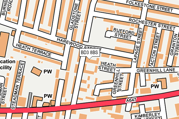 BD3 8BS map - OS OpenMap – Local (Ordnance Survey)