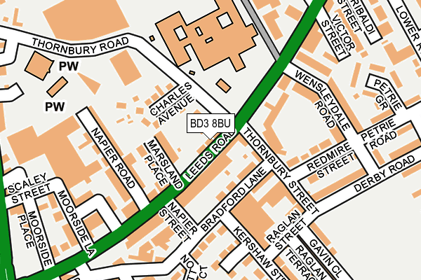 BD3 8BU map - OS OpenMap – Local (Ordnance Survey)