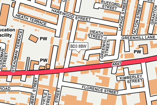 BD3 8BW map - OS OpenMap – Local (Ordnance Survey)