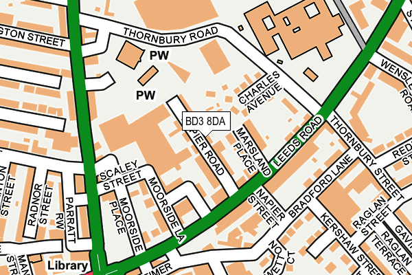 BD3 8DA map - OS OpenMap – Local (Ordnance Survey)