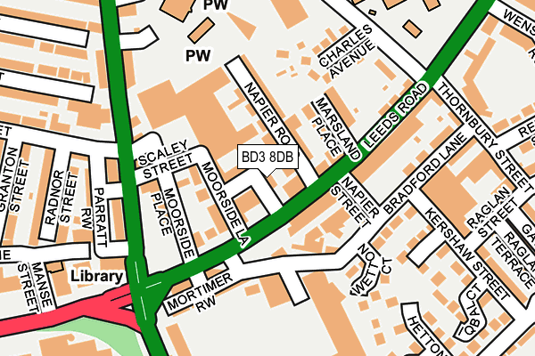 BD3 8DB map - OS OpenMap – Local (Ordnance Survey)