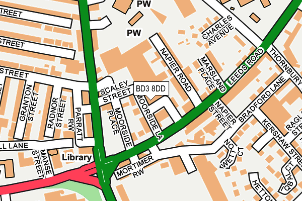 BD3 8DD map - OS OpenMap – Local (Ordnance Survey)