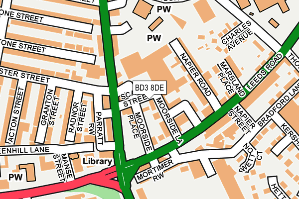 BD3 8DE map - OS OpenMap – Local (Ordnance Survey)