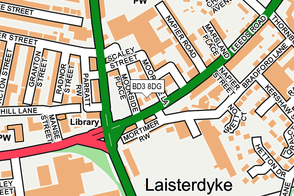 BD3 8DG map - OS OpenMap – Local (Ordnance Survey)