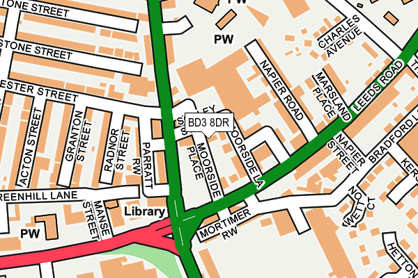 BD3 8DR map - OS OpenMap – Local (Ordnance Survey)
