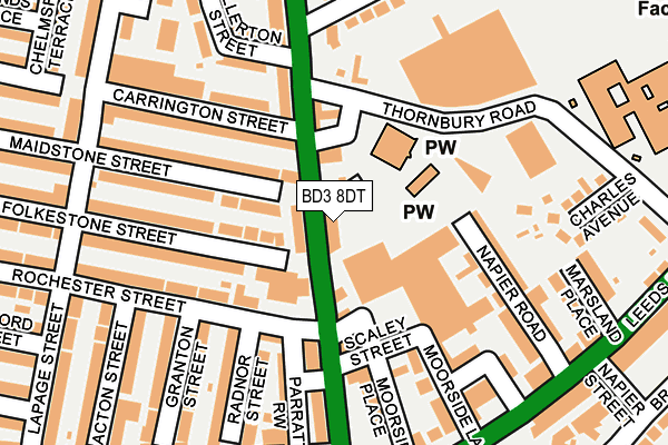 BD3 8DT map - OS OpenMap – Local (Ordnance Survey)