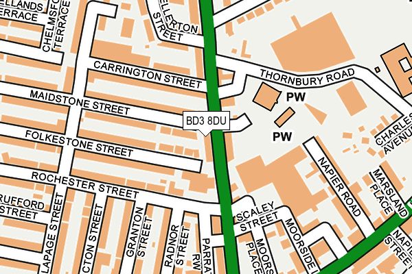 BD3 8DU map - OS OpenMap – Local (Ordnance Survey)