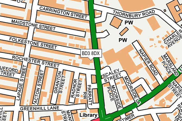 BD3 8DX map - OS OpenMap – Local (Ordnance Survey)