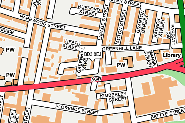 BD3 8EJ map - OS OpenMap – Local (Ordnance Survey)