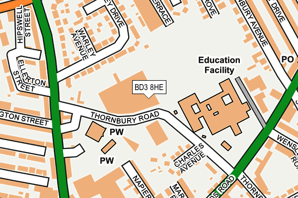 BD3 8HE map - OS OpenMap – Local (Ordnance Survey)