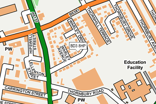 BD3 8HP map - OS OpenMap – Local (Ordnance Survey)