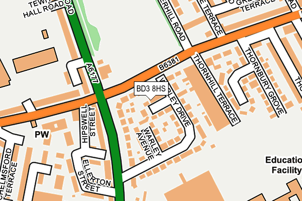 BD3 8HS map - OS OpenMap – Local (Ordnance Survey)