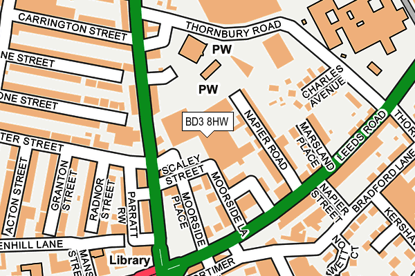 BD3 8HW map - OS OpenMap – Local (Ordnance Survey)