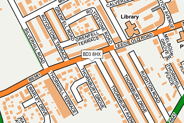 BD3 8HX map - OS OpenMap – Local (Ordnance Survey)