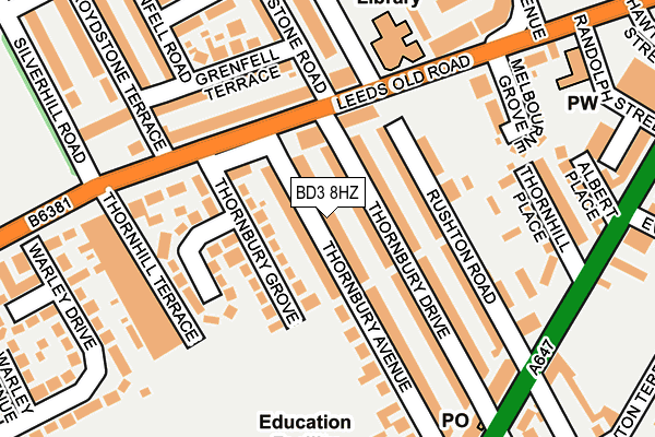 BD3 8HZ map - OS OpenMap – Local (Ordnance Survey)