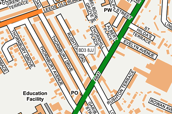 BD3 8JJ map - OS OpenMap – Local (Ordnance Survey)