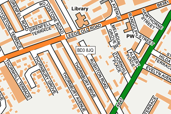 BD3 8JQ map - OS OpenMap – Local (Ordnance Survey)