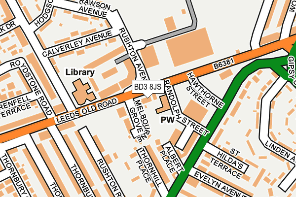 BD3 8JS map - OS OpenMap – Local (Ordnance Survey)