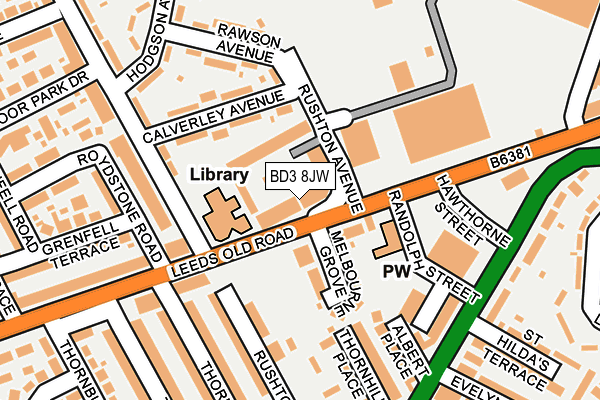 BD3 8JW map - OS OpenMap – Local (Ordnance Survey)