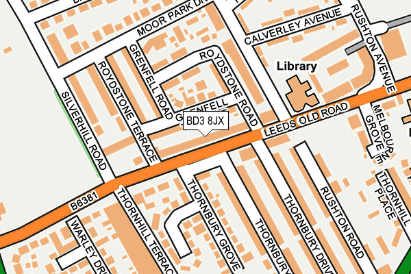 BD3 8JX map - OS OpenMap – Local (Ordnance Survey)