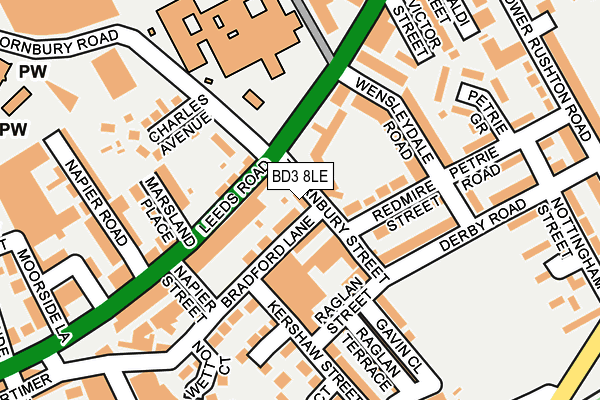 BD3 8LE map - OS OpenMap – Local (Ordnance Survey)