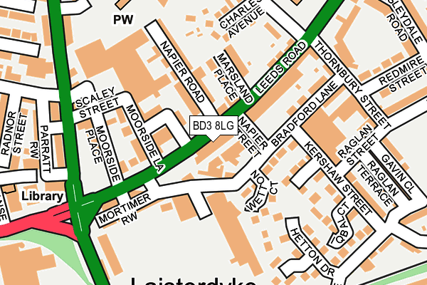 BD3 8LG map - OS OpenMap – Local (Ordnance Survey)