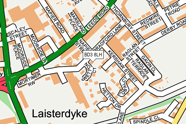 BD3 8LH map - OS OpenMap – Local (Ordnance Survey)