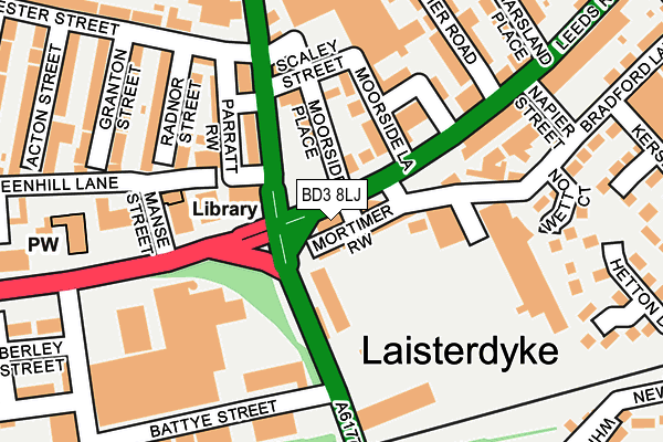 BD3 8LJ map - OS OpenMap – Local (Ordnance Survey)