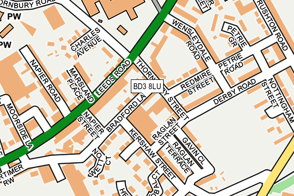 BD3 8LU map - OS OpenMap – Local (Ordnance Survey)