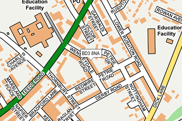BD3 8NA map - OS OpenMap – Local (Ordnance Survey)