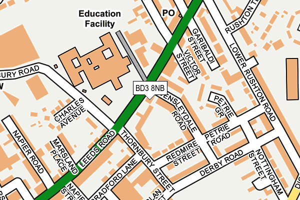 BD3 8NB map - OS OpenMap – Local (Ordnance Survey)