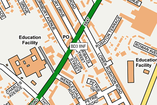 BD3 8NF map - OS OpenMap – Local (Ordnance Survey)