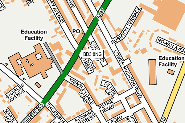 BD3 8NG map - OS OpenMap – Local (Ordnance Survey)
