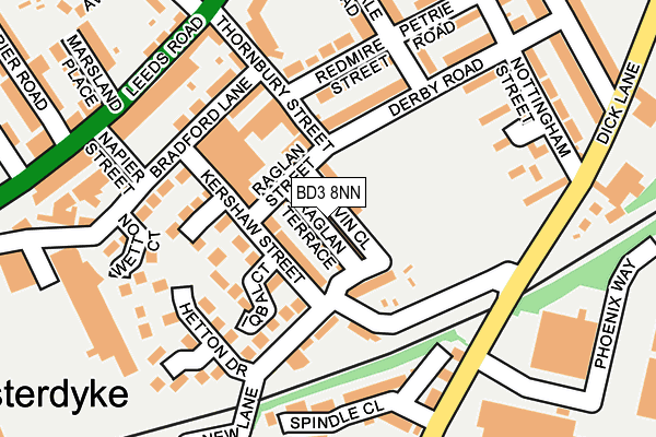 BD3 8NN map - OS OpenMap – Local (Ordnance Survey)