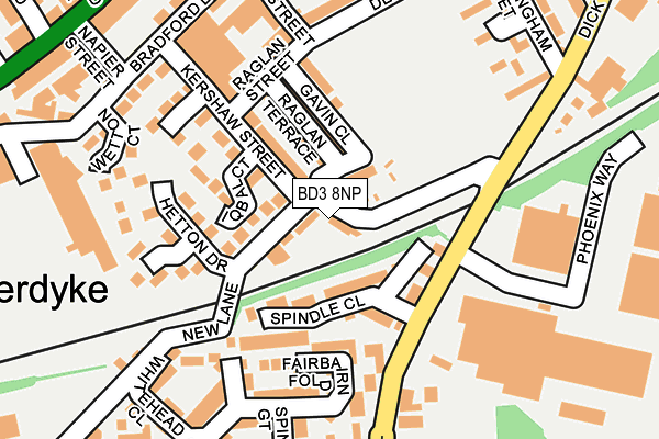 BD3 8NP map - OS OpenMap – Local (Ordnance Survey)