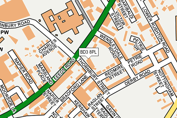 BD3 8PL map - OS OpenMap – Local (Ordnance Survey)