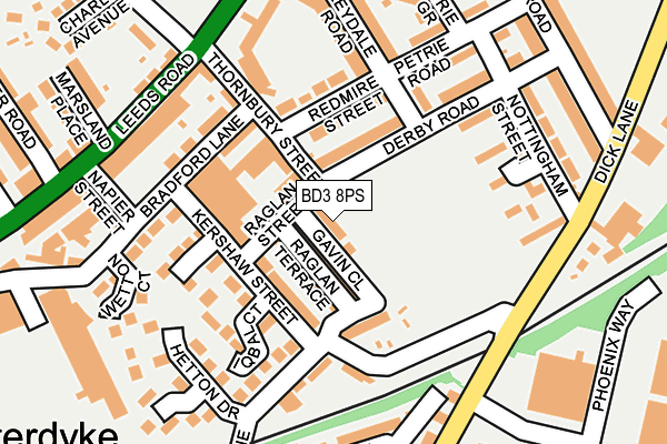 BD3 8PS map - OS OpenMap – Local (Ordnance Survey)