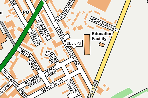BD3 8PU map - OS OpenMap – Local (Ordnance Survey)