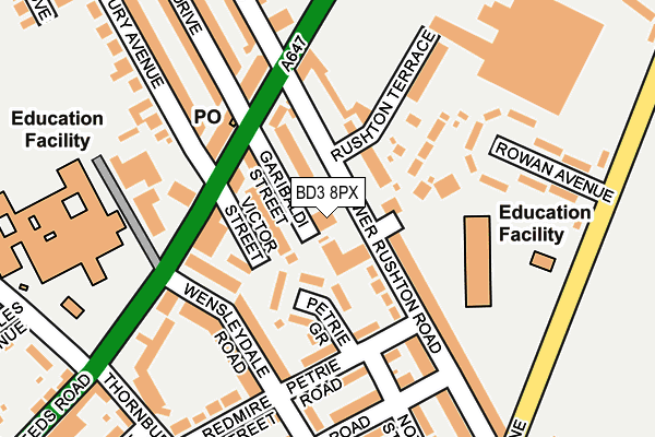 BD3 8PX map - OS OpenMap – Local (Ordnance Survey)